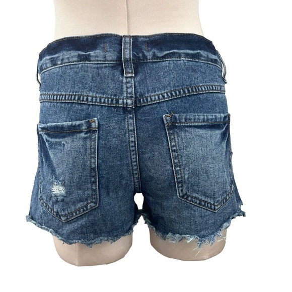 Free People High Low Cut Off Button Fly Denim Shorts Size 26 - Picture 3 of 9